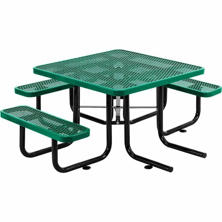 GLOBAL INDUSTRIAL 46in Square Picnic Table, Wheelchair Accessible, Green 695291GN